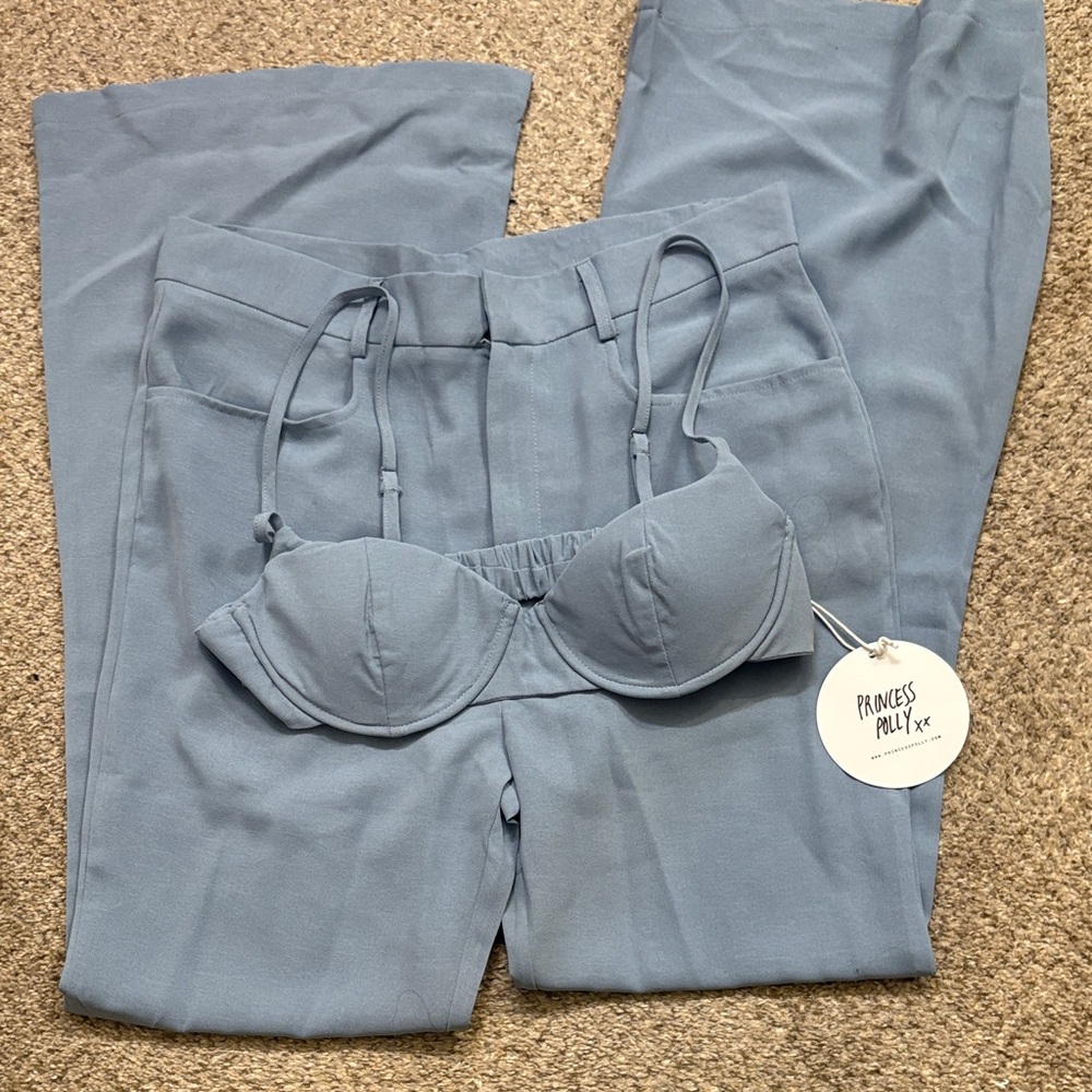 Princess Polly Dusty Blue Bra & Trouser Set